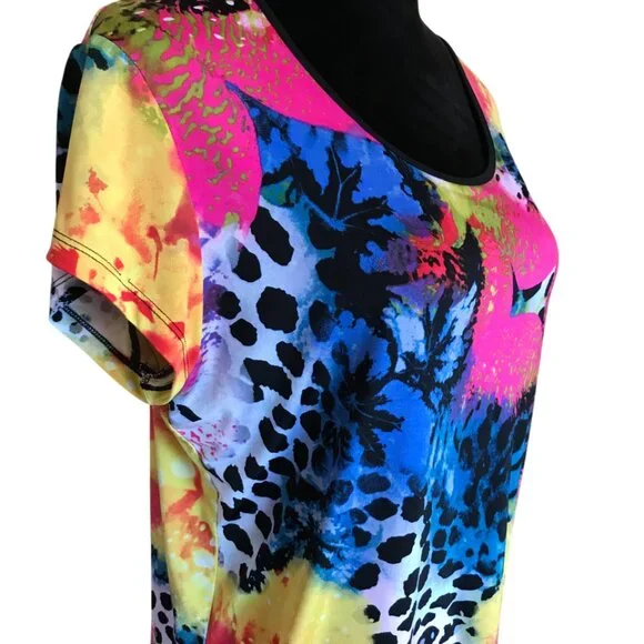 Nygard Faux Wrap Uneven Hem Blouse: Colorful Lightweight Silky Feeling Top M - Picture 6 of 11